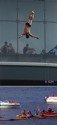 Red Bull high divers at ICA, Institute for Contemporary Art, Boston.