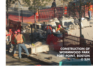 Construction of Wormwood Park, Fort Point, Boston